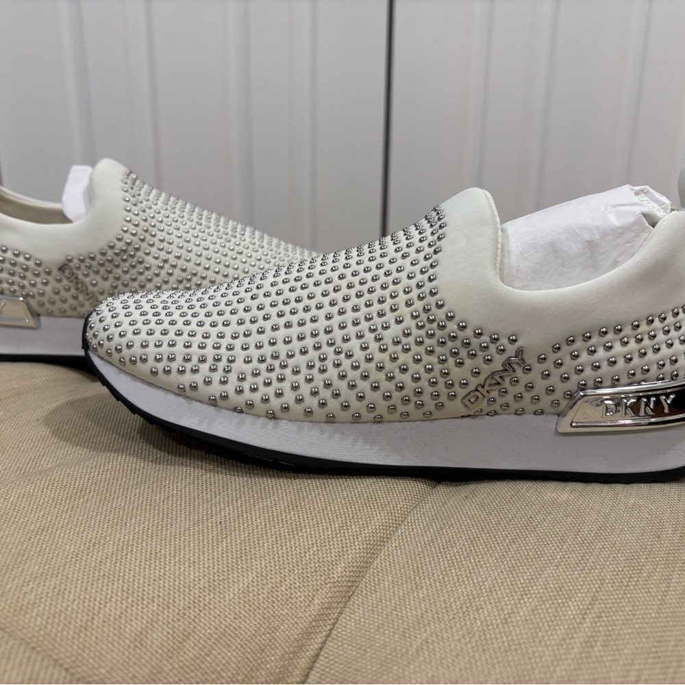 DKNY White Studded Athletic Shoes